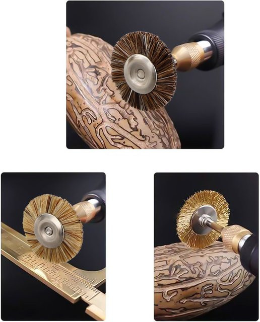 Vibratite Messingbürsten Set 18 Stück in Gold für die Metallreinigung und Rostentfernung mit Drehwerkzeugen (5 mm, 15 mm, 25 mm) - Bild 1