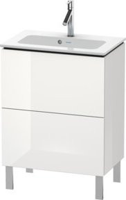 Duravit Waschtischunterschrank Compact L-Cube in Weiß Hochglanz, stehend, mit 2 Auszügen, B: 62,0 cm, T: 39,1 cm, H: 70,4 cm - Bild 1