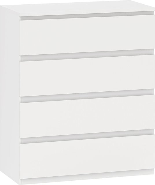 HOMCOM Kommode mit 4 Schubladen in Weiß, moderne Aufbewahrungskommode mit Soft-Close-Mechanismus für Schlafzimmer und Wohnzimmer, B/T/H: 80 x 39 x 95 cm - Bild 1