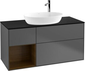 V&B Waschtischunterschrank Finion mit Wandbeleuchtung und Regal in Anthrazit, Breite: 120 cm, Tiefe: 50,1 cm, Höhe: 50,1 cm - Bild 1