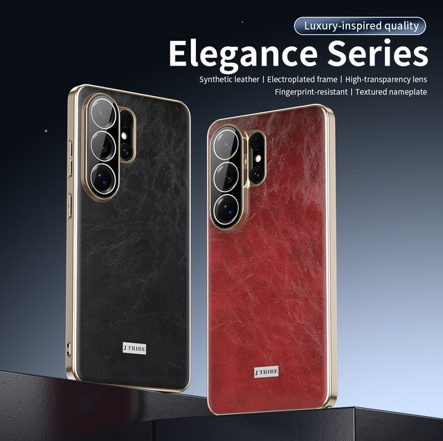 Luxuriöse Ölwachs-Lederhülle mit galvanisiertem Rahmen für Samsung Galaxy S24 Ultra, S25 Ultra und S26 Ultra in Schwarz oder Braun - Bild 1