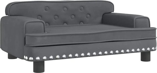 vidaXL Hundebett aus Samt in Dunkelgrau, B/T/H: 70 x 45 x 30 cm - Bild 1