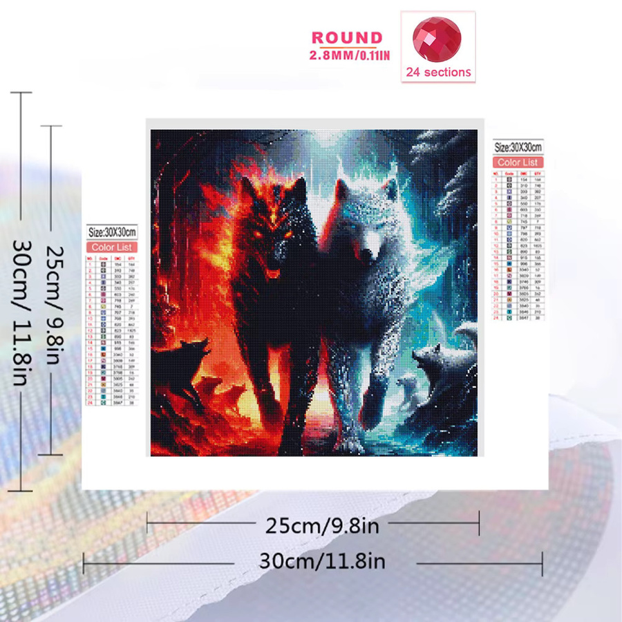 Evershine Diamant-Gemälde Wolf als Bastelset mit Strasssteinen in Multicolour, B/H: 20 x 20 cm - Bild 2