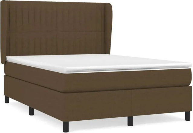 vidaXL Boxspringbett Hybrid mit Matratze und Kopfteil, Braun, B/T/H: 140 x 190 x 128 cm - Bild 1
