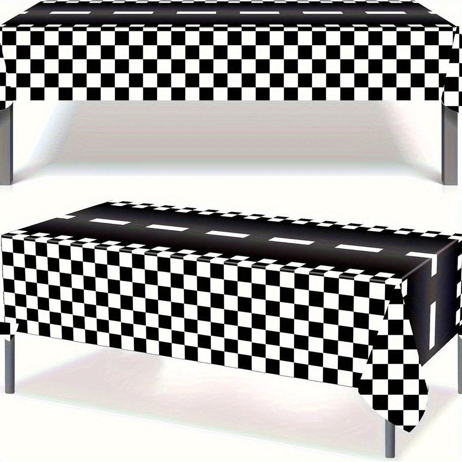 SZwatch Einweg-Tischdecke im Rennstrecken-Design, schwarz-weiß kariert, rechteckig - Bild 5