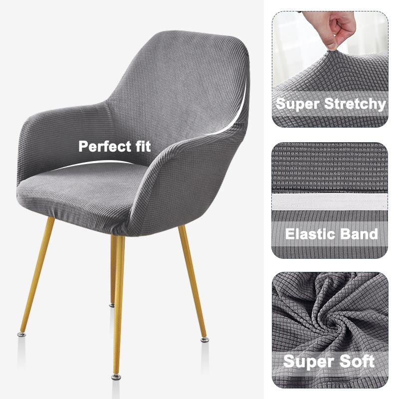 Leorate Stretch-Stuhlbezug für Sessel und Esszimmerstühle mit Armlehnen, Silber - Bild 2