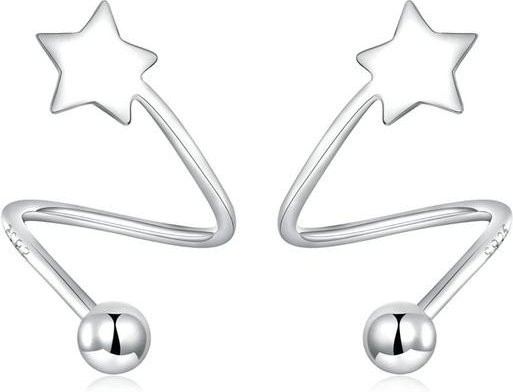 Ohrstecker 925 Silber, Stern und Herz, Weiß, Damen - Bild 1