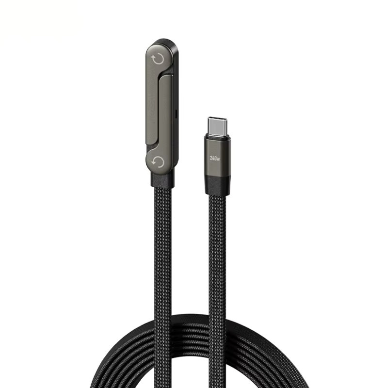 240W PD Schnellladekabel Typ-C zu Lightning 2-in-1 Faltbares Standkabel zur Datensynchronisation für iPhone in Schwarz - Bild 4