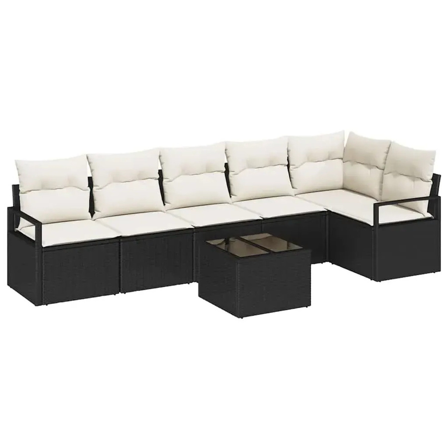 vidaXL 6-teiliges Garten-Sofa Set aus Poly-Rattan in Braun mit Kissen und Tisch, wetterfest und UV-beständig - Bild 2