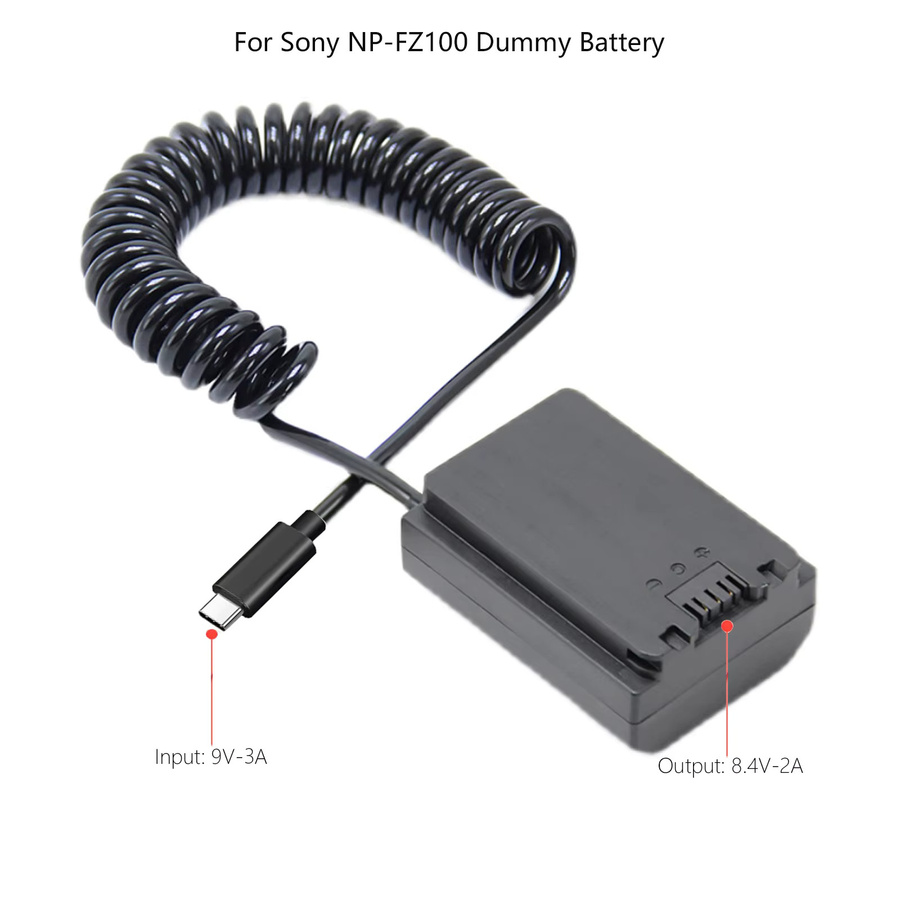 Sony NP-FZ100 Dummy-Akku-Adapter in Schwarz für Sony Alpha Kameras wie A7IV, A6600, A7SIII, A7C, A1, FX3, A7RIII, A7RIV, A9, A9R und A9S - Bild 3