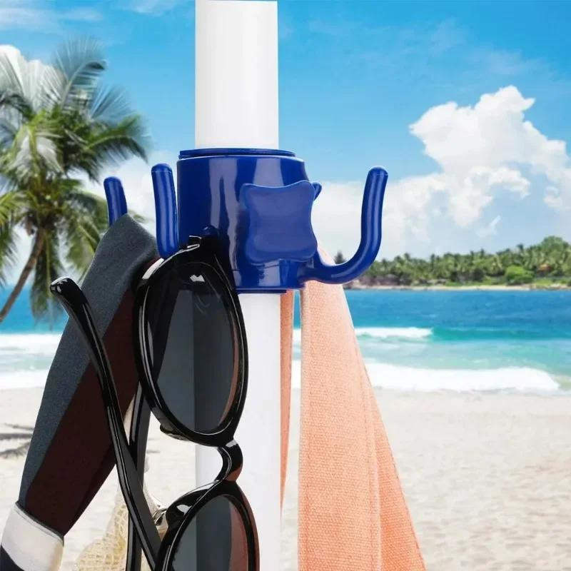 Yiran Strandschirm Hängehaken aus Kunststoff mit 4 Zinken in Blau zum Aufhängen von Handtüchern, Hüten, Kleidung und Zubehör - Bild 2