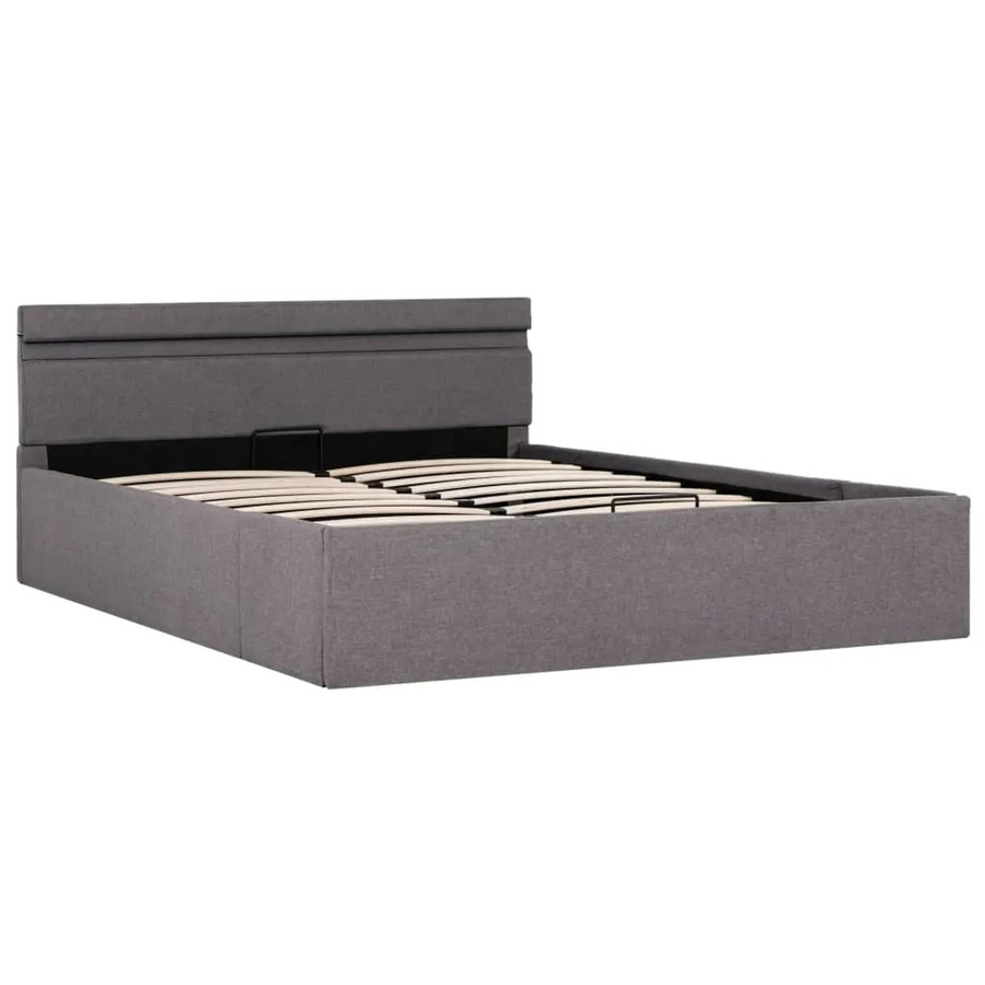 vidaXL Bett mit hydraulischem Bettkasten, LED-Beleuchtung und USB-Anschluss, Taupe Stoff, B/T/H: 140 x 200 cm - Bild 2
