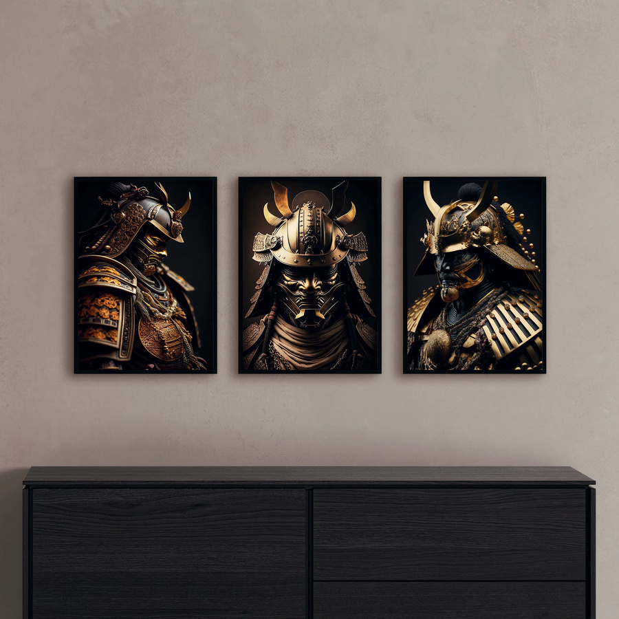 Potdemiel Japanisches Bushido Golden Samurai Vintage-Poster als Leinwandgemälde in Gold zur Wanddekoration - Bild 2