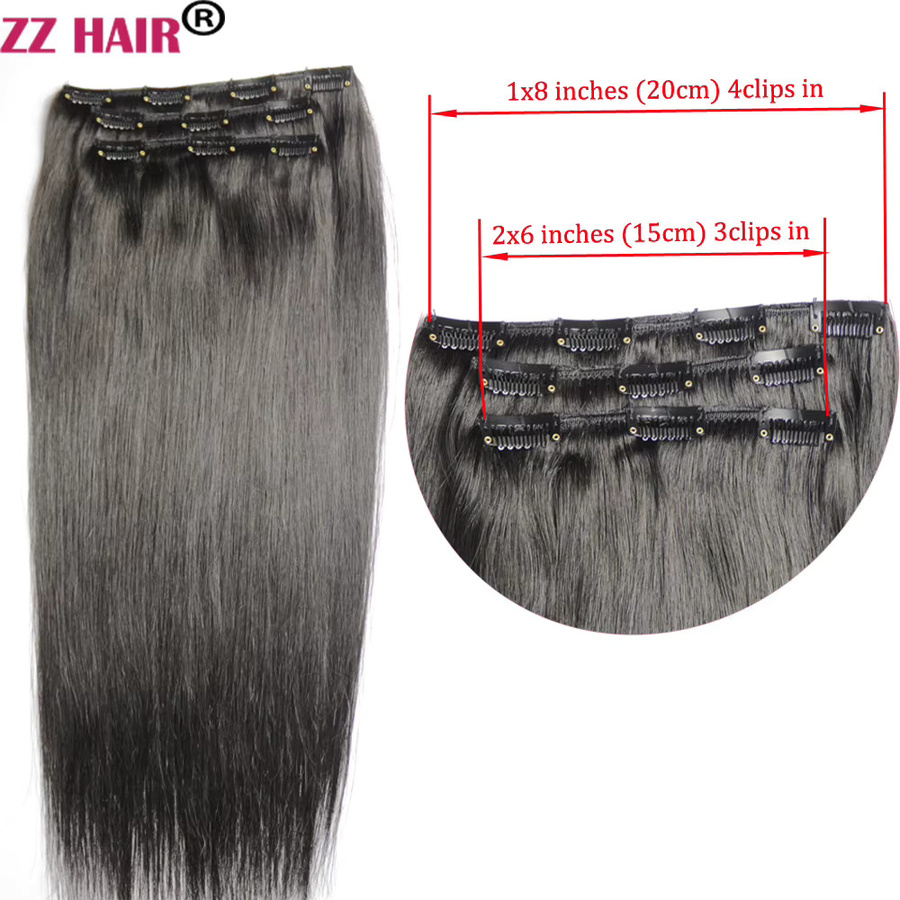 Zzhair Remy Haarverlängerungen Clips-in, 3er Set, 80g-100g, Unisex - Bild 5