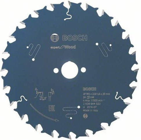 Bosch Expert for Wood Kreissägeblatt mit 24 Zähnen, Durchmesser: 165 mm, blau - Bild 1
