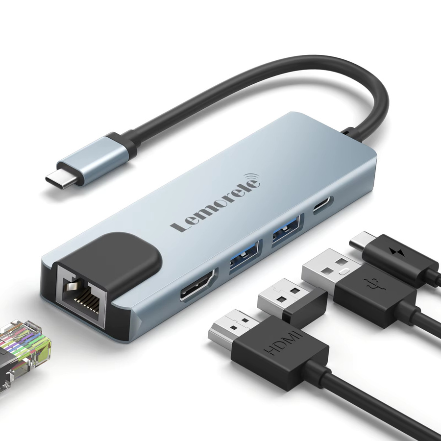 Lemorele TC15 USB-C Dockingstation mit 5 Ports USB 3.0 und HDMI 4K@30Hz Hub Splitter für Laptop und Drucker - Bild 4