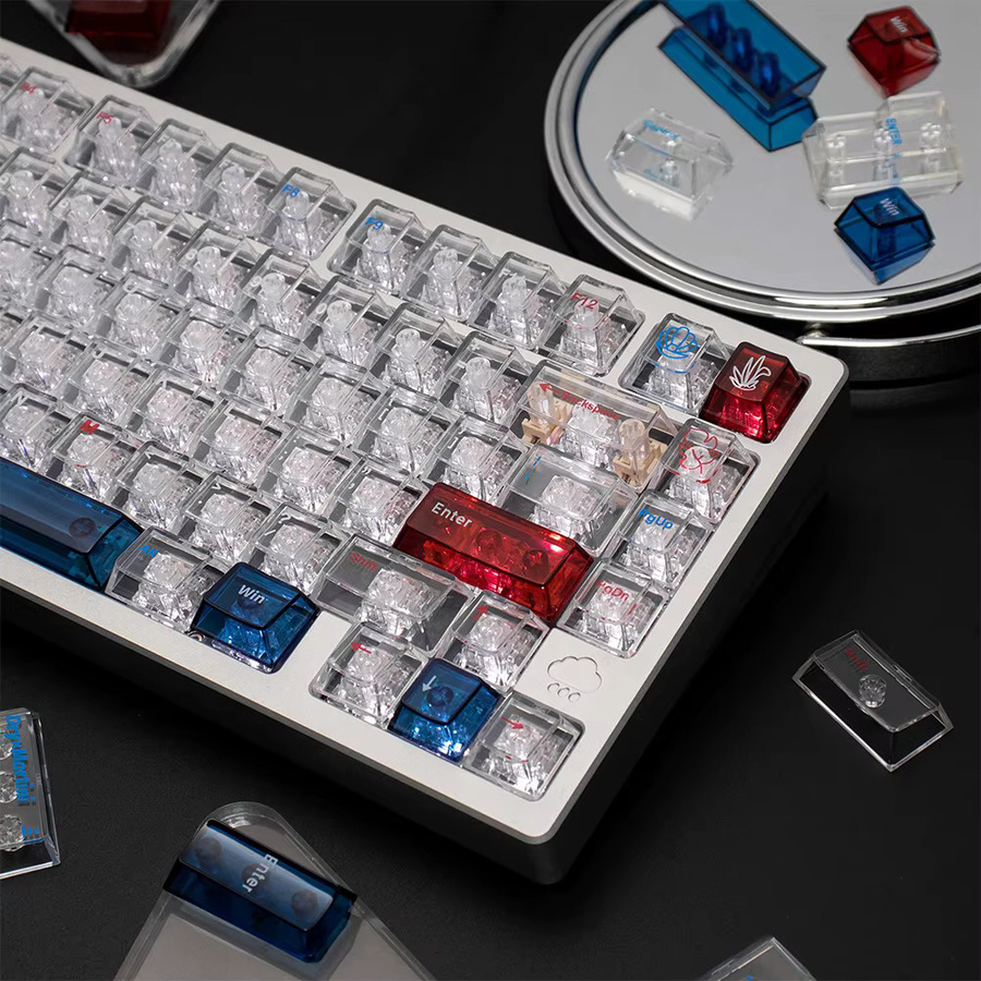 Venit Keys Galaxy Tastenkappen mit Cherry-Profil, 156 Stück, RGB-kompatibel, transparentes PC-Material, englische Beschriftung oben und seitlich für mechanische MX-Schalter - Bild 2