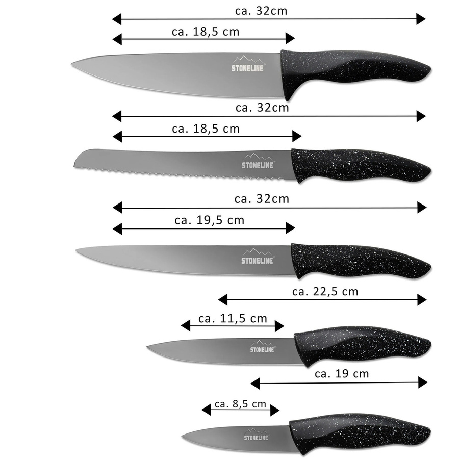 STONELINE Edelstahl Messer Set 5-teilig mit Messerblock in Schwarz - Bild 2