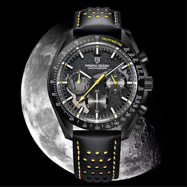 PAGANI DESIGN Chronograph, Quarz, Edelstahl, Leder, Schwarz, Herren - Bild 1