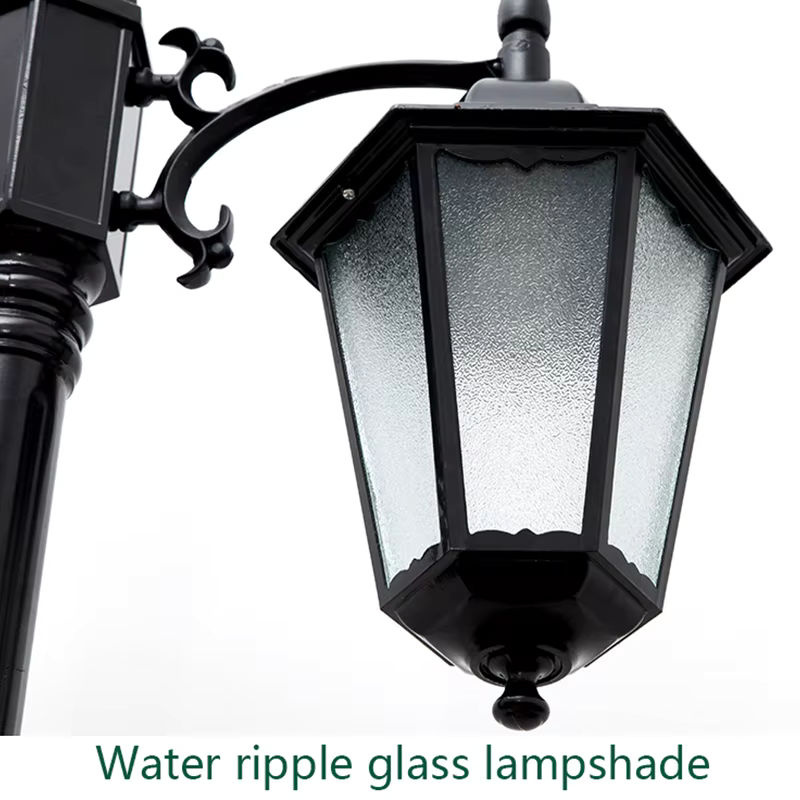 Wecus Europäische Gartenlampe aus Aluminium und Glas in Schwarz, Wasserdichte Außenleuchte für Garten und Straße, Höhe: 2,8 m - Bild 4