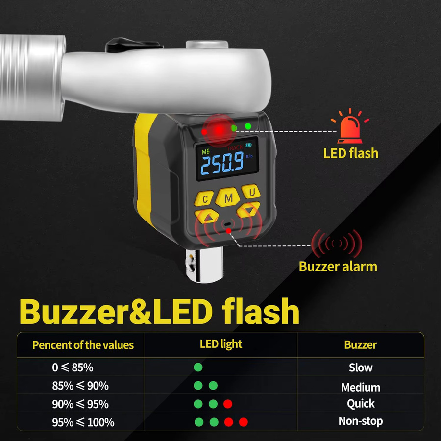 Waxtron Digitaler Drehmomentschlüssel-Adapter Set mit 1/2 Zoll, 1/4 Zoll und 3/8 Zoll Antrieb, 6–400 Nm mit ±2 % Genauigkeit - Bild 3