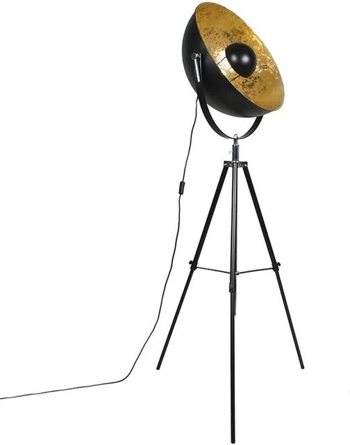 QAZQA Industriestehlampe Magna 50 Eglip in Schwarz mit Stativ, dimmbar und höhenverstellbar, Höhe: 160 cm - Bild 1