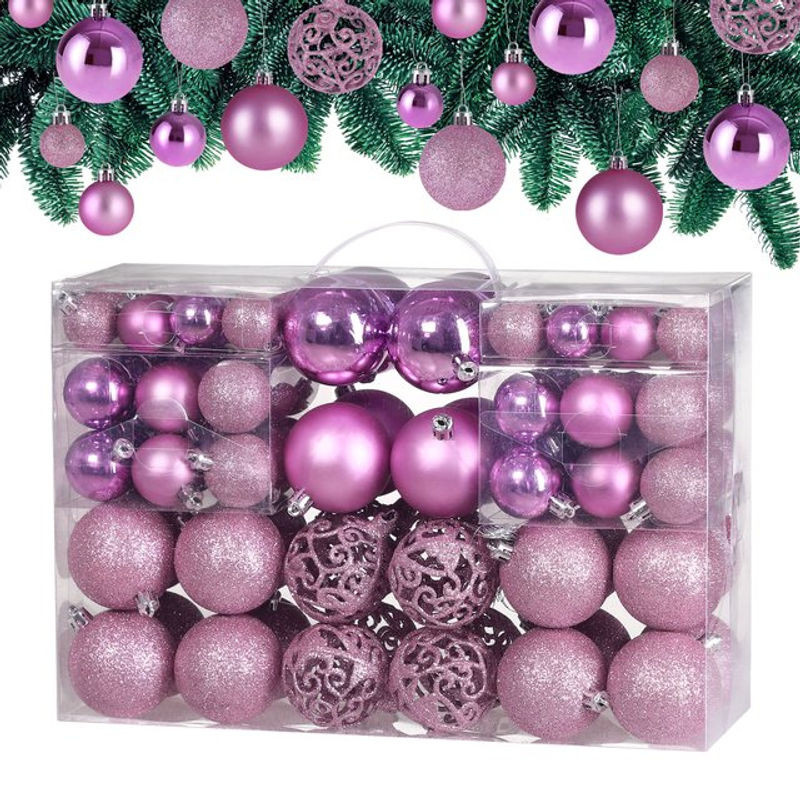 CASARIA Weihnachtskugeln Rosa 100-teiliges Set aus Kunststoff für die Weihnachtsdekoration - Bild 1