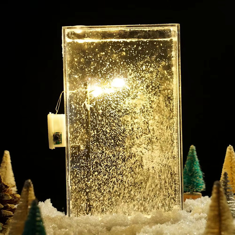 Eelhoe Weihnachts-Desktopdekoration Verschneite Landschaft mit Nachtlichtern in Weiß - Bild 5