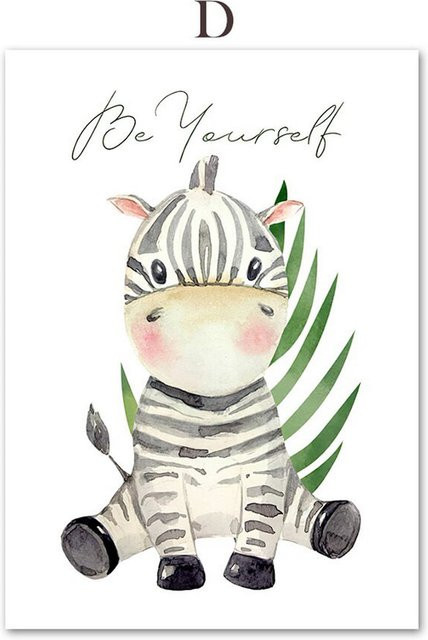 TPFLiving Poster Leinwand Modell D mit Animal Print Illustration für dein Kinderzimmer, Mehrfarbig, Breite: 18 cm, Höhe: 13 cm - Bild 1