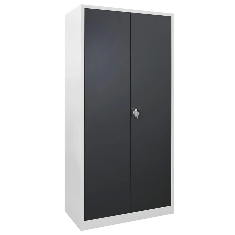 PROREGAL Flügeltürschrank Owl aus Metall mit 4 Fachböden, Lichtgrau und Anthrazitgrau, H x B x T: 195 x 95 x 40 cm - Bild 2