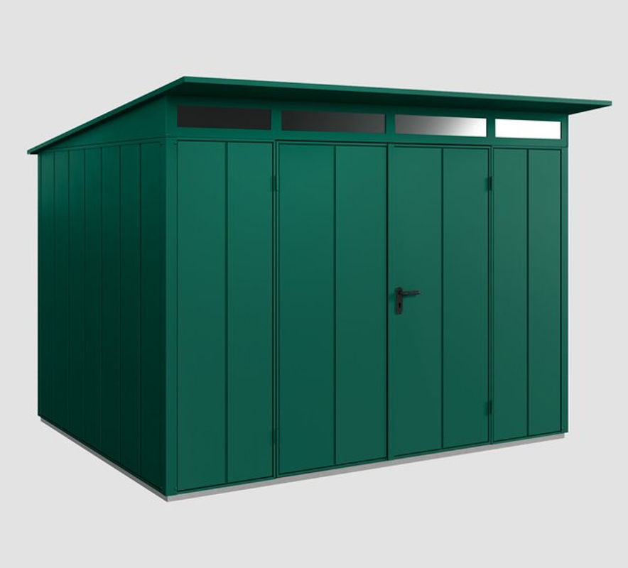 Ecostar Gerätehaus Elegant-P aus Metall in Grün mit Pultdach und Doppeltür, B/H/T: 302,8 x 232,3 x 238 cm - Bild 3