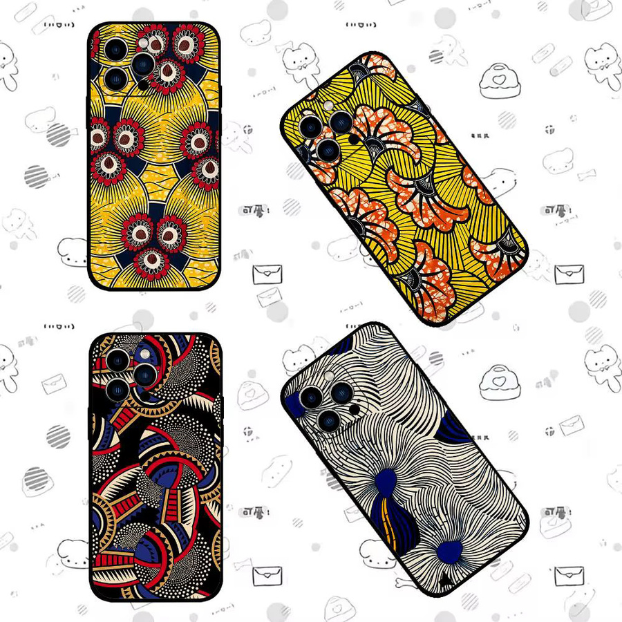 Mesuca Handyhülle im afrikanischen Mode-Design für iPhone 11 bis iPhone 17, weiche Schutzhülle in Schwarz und Multicolour - Bild 3