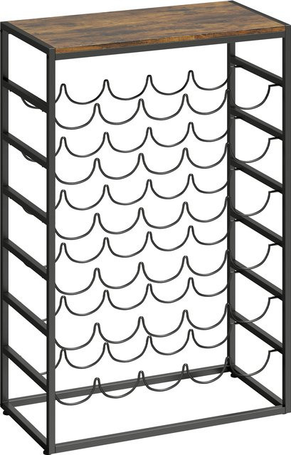 HOMCOM Weinregal für 30 Flaschen aus Metall und Spanplatte, freistehender Flaschenhalter im industriellen Design, Rustikal-Braun, B/T/H: 59 x 30 x 88,5 cm - Bild 1