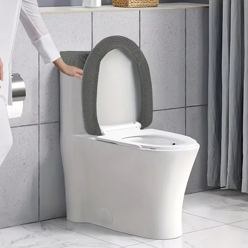 WANERQU 2-teiliges Set Toilettensitzschutz und Toilettentank-Abdeckung aus Polar Fleece in Grau - Bild 2