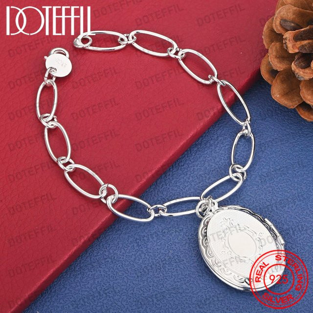 DOTEFFIL Armband, 925 Silber, Ovaler Fotorahmen Flip-Top, Damen - Bild 1