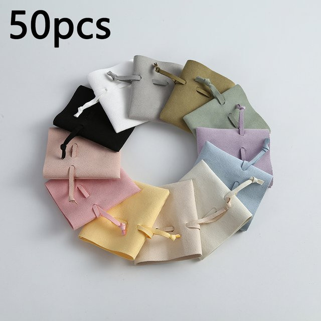 Grüne Schmuck-Verpackungsbeutel aus Textil mit Kordelzug für Hochzeiten, Weihnachten und Partys, 50 Stück - Bild 1