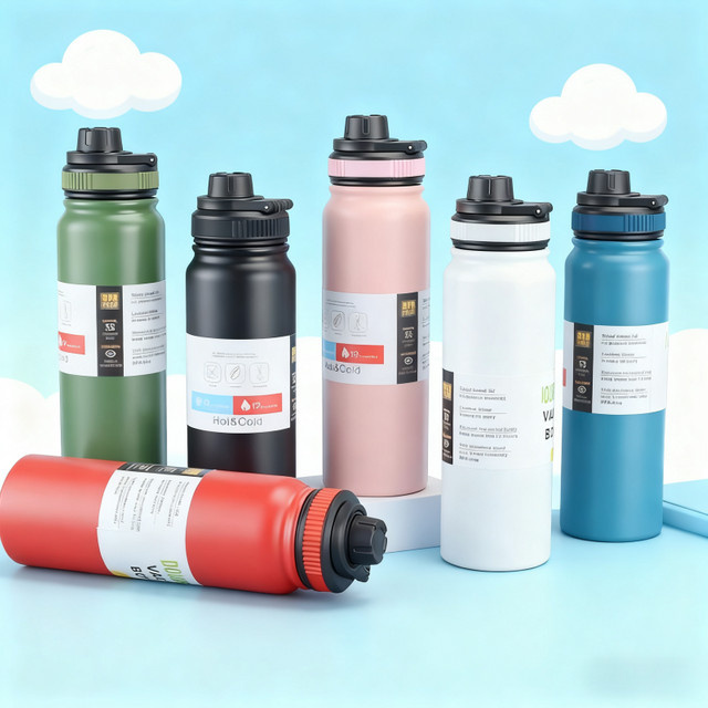 JUSTINLAU Outdoor Thermos Wasserflasche mit Tee-Filter aus Edelstahl, isolierte Sportflasche, Weiß, 600 ml oder 800 ml - Bild 1