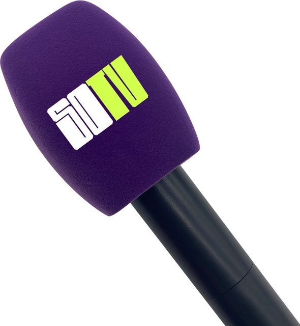 Quadratischer Mikrofon-Windschutz mit individuellem Logo-Druck in Lila - Bild 1
