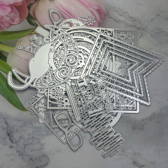 Metall Stanzform für Scrapbooking und DIY Bastelarbeiten in Silber als Schablone für Karten und Fotoalben - Bild 1