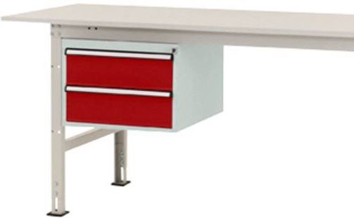 Manuflex PACKPOOL Gehäuse-Unterbau AS0005.3003 in Rot und Weiß mit 2 Schubfächern, Nutzhöhe: 300 mm, für Tischtiefe: 800 mm - Bild 1