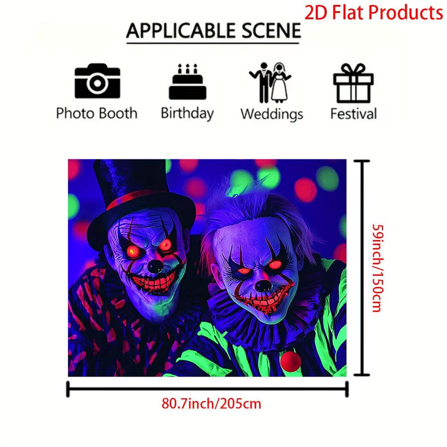 VIKAMA Gruseliger Clown-Wandteppich aus Jacquard-Stoff in Lila und Grün für deine Halloween-Dekoration - Bild 4