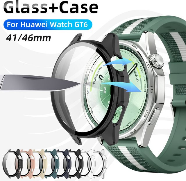 ONM Schutzset für Huawei Watch GT 6 in Grün mit kratzfestem Glas-Displayschutz und harter PC-Schutzhülle - Bild 1