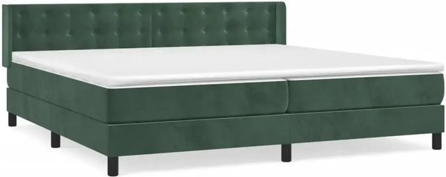 vidaXL Boxspringbett mit Matratze in Dunkelgrün aus Samt, Hybrid-Design mit Taschenfederkern, B/T/H: 200 x 200 x 203 cm - Bild 1