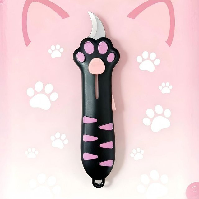 Mini-Universalmesser in Katzenkrallenform als tragbarer Cutter im niedlichen Pfoten-Design, Farbe: Pink - Bild 1