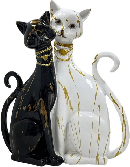 Yiran Furniture Dekoration Süße Katze Ornament in Schwarz und Weiß aus Kunstharz, B/T/H: 8,5 x 25,5 x 8,5 cm - Bild 1