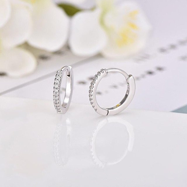 Creolen 925 Sterlingsilber, Zirkonia, Damen - Bild 1
