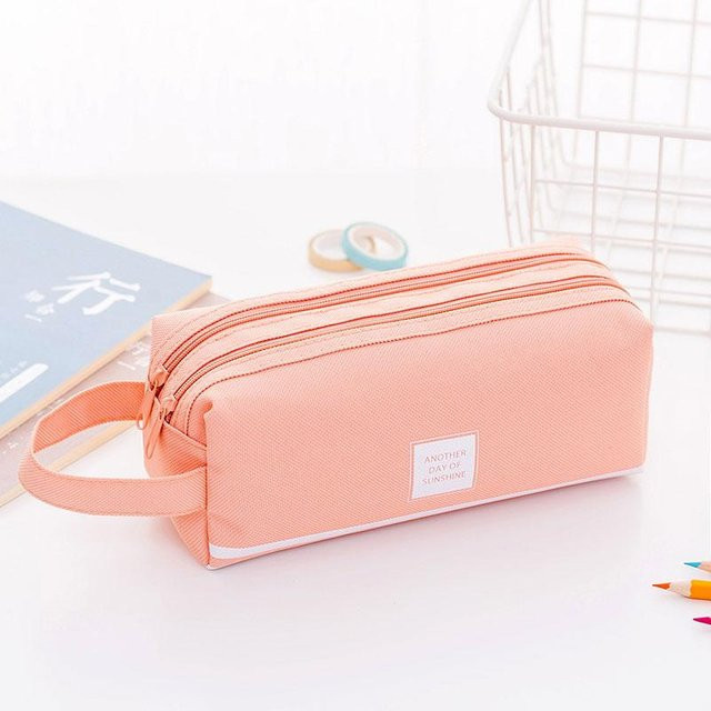 Yiran Furniture Federmäppchen in Pink mit großer Kapazität aus Stoff, Kawaii Schreibwaren-Organizer für Schule und Büro - Bild 1