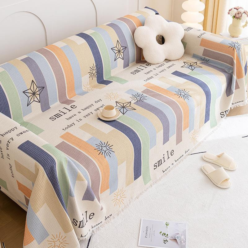 Einteiliger Sofabezug aus Baumwolle mit Streifenmuster in Multicolour, Breite: 180 cm, Tiefe: 130 cm - Bild 1