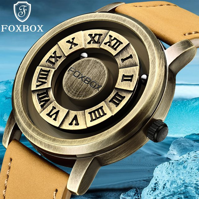 FOXBOX Armbanduhr Leder, Quarz, Weiß, Herren - Bild 1