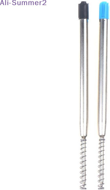 Summer2 10 Stück G2 Kugelschreiberminen mit Feder, 1 mm mittlere Spitze, universelle Ersatzminen aus Metall in Schwarz und Blau - Bild 1